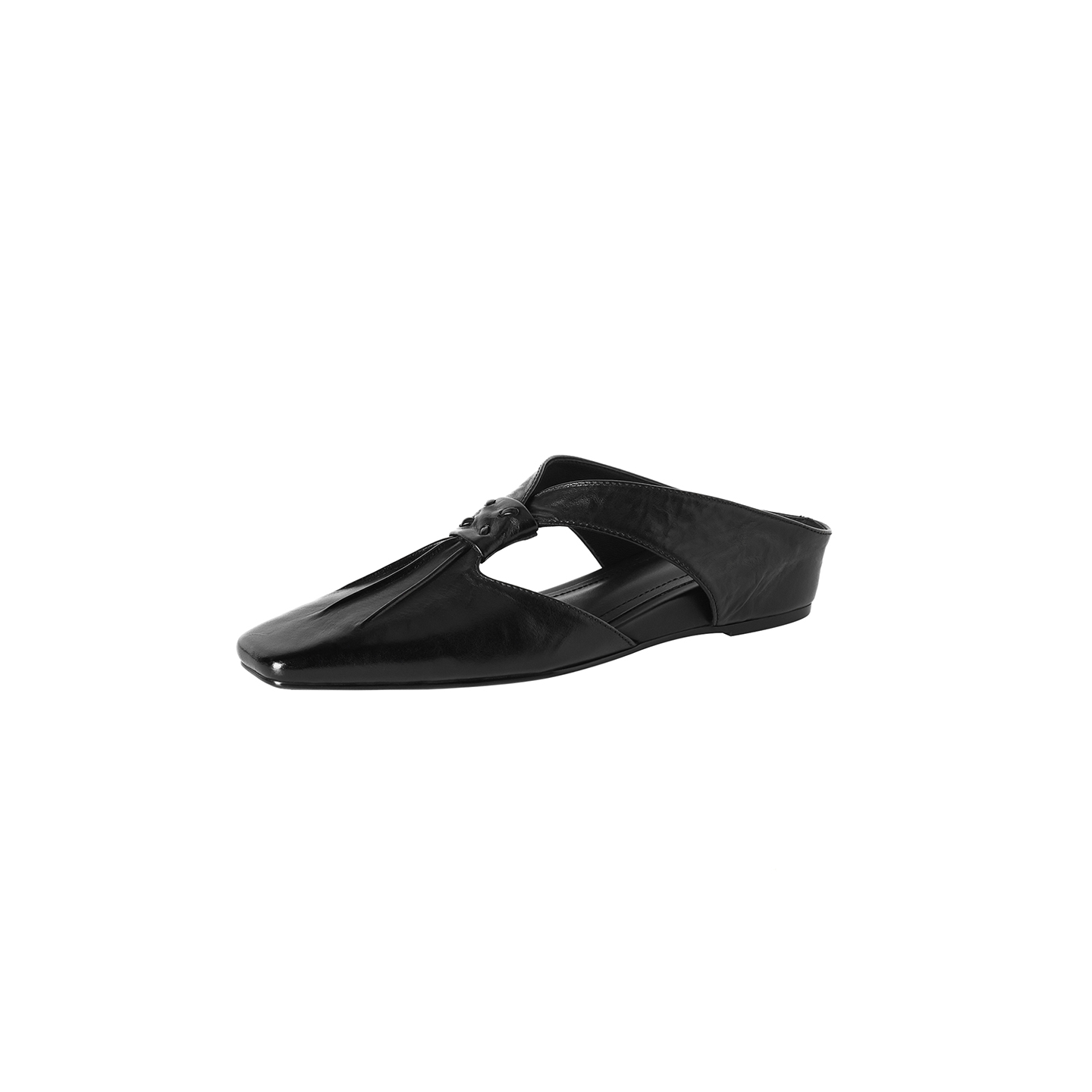 Women's Handmade Full-Grain Leather Mule Sandals, Vintage Square Toe T-Strap Slip-On Flat Shoes foto 2
