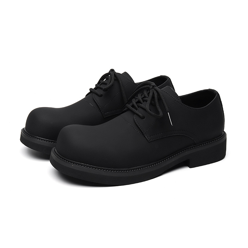 Retro Big Thick Bottom Round Toe Men's Small Leather Shoes foto 2