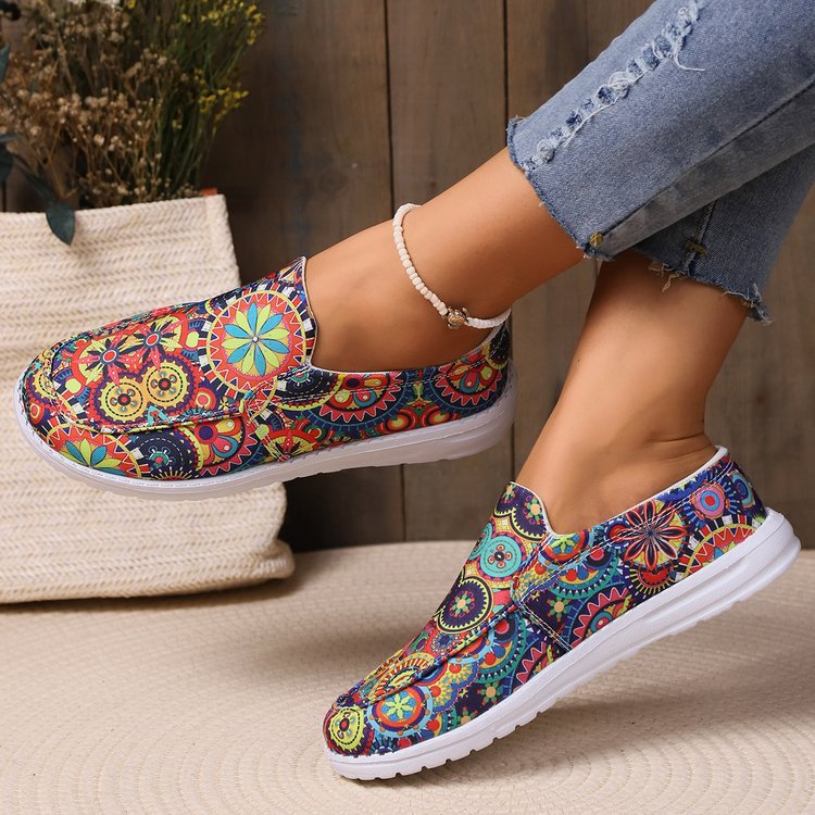 Breathable Slip On Low-top Shoes Female Graffiti Ethnic Style Lazy Canvas foto 4