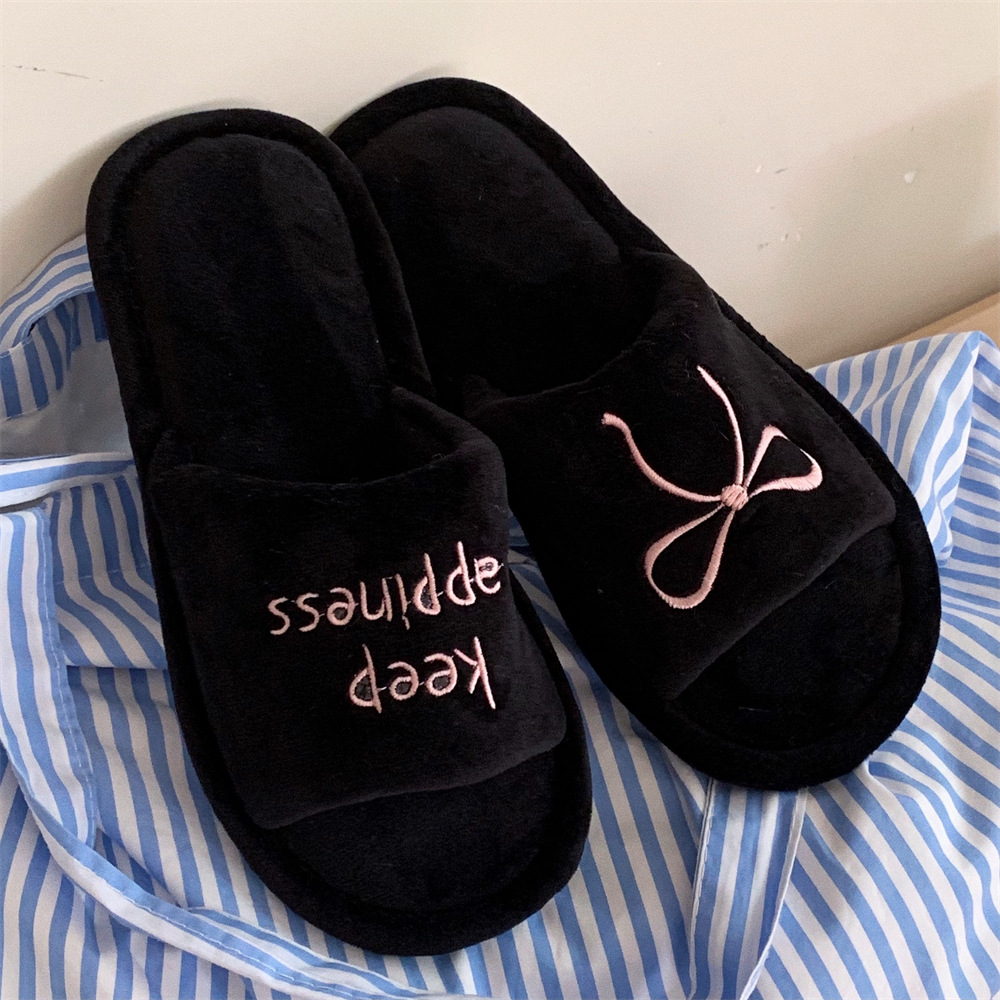 New Creative English Letters Ins Style Word Soft Flat Bottom Ladies Cotton Slippers foto 2