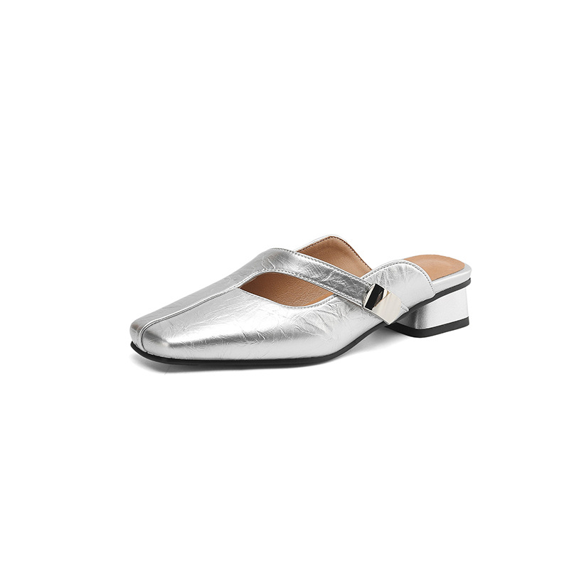 Leisure Low Heel British Style Square Head Outdoor Slippers foto 3