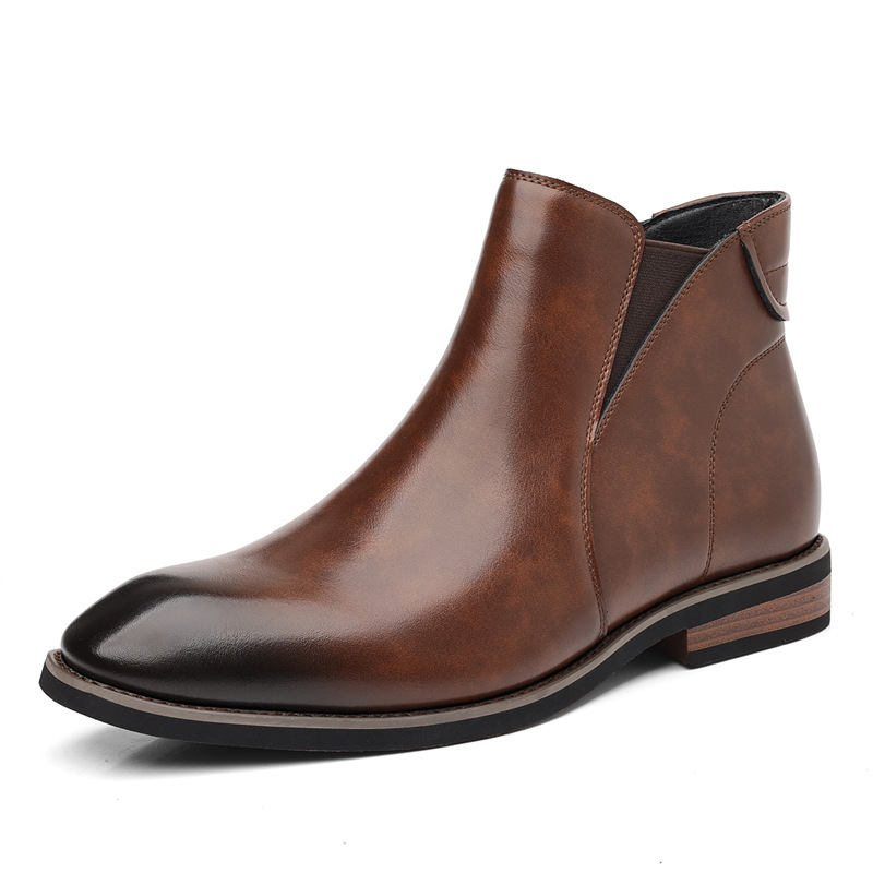 Mens Retro High-Top Formal Short Leather Boots foto 5