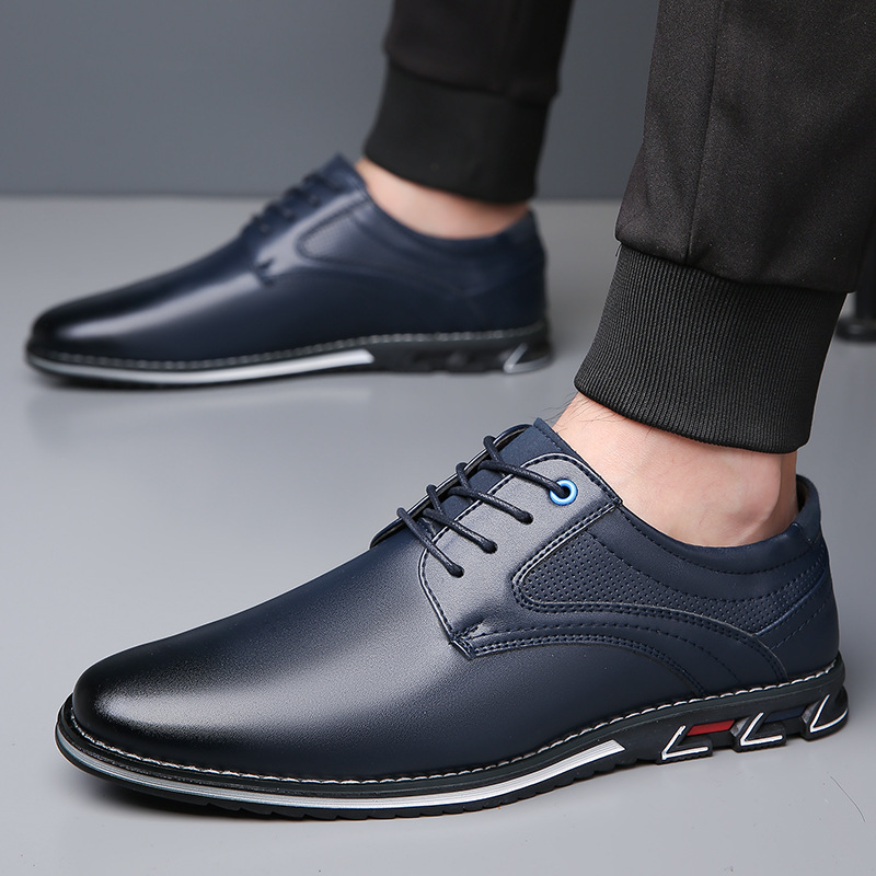 Versatile Men's Oversized Lace Up Leather Shoes foto 5