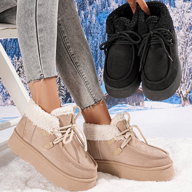 Thick Bottom Fleece-lined Snow Boots Women's Fur Integrated Casual Cotton-padded Shoes foto 4