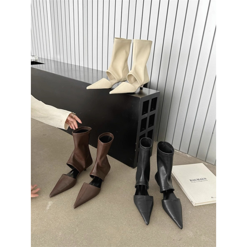 Womens French-style Pointed-toe Stiletto-heel Stretchy foto 2