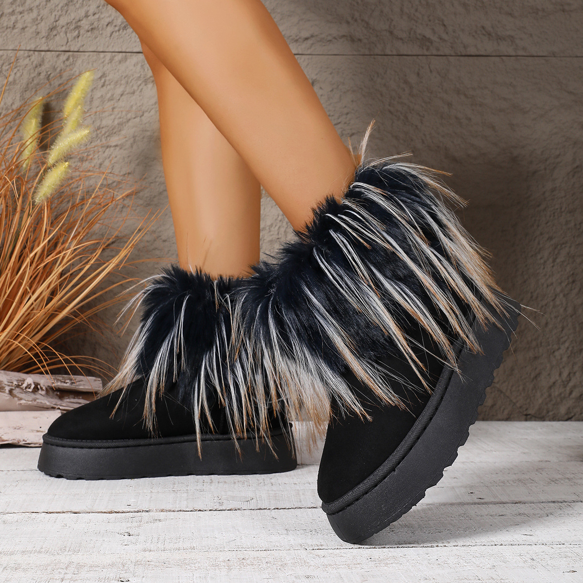 Womens Insulated Snow Boots With Fleece Lining, Thick Sole, And Furry Shaft foto 4