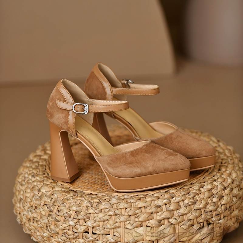 Women's Buckle Hollowed Sandals Stiletto Heel Pointed-toe Frosted foto 3