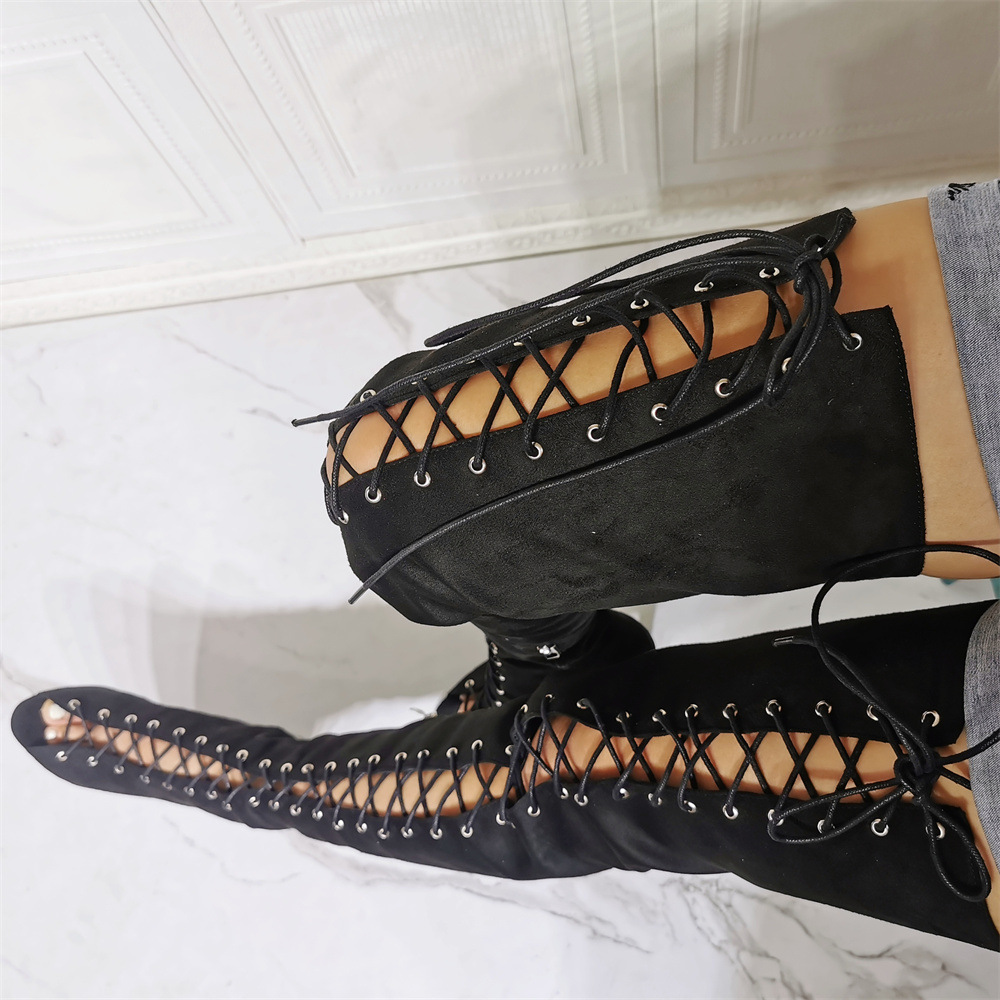 Sexy Peep-toe Lace-up Stiletto Heel Women's Boots foto 5