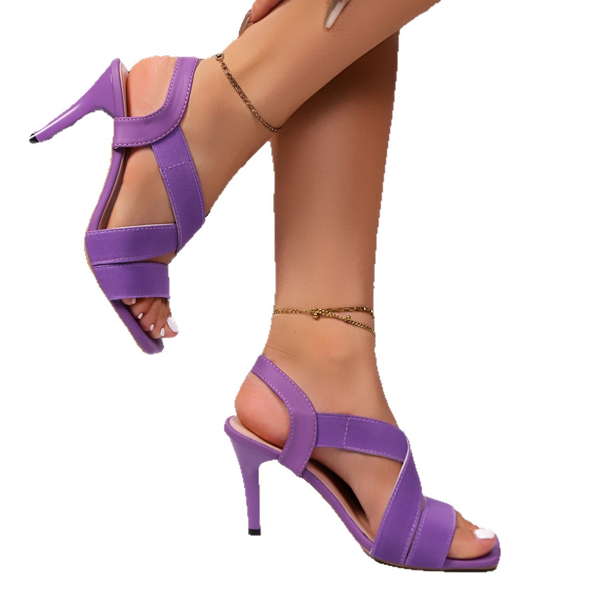 European And American Elastic Band High Heels Summer foto 3