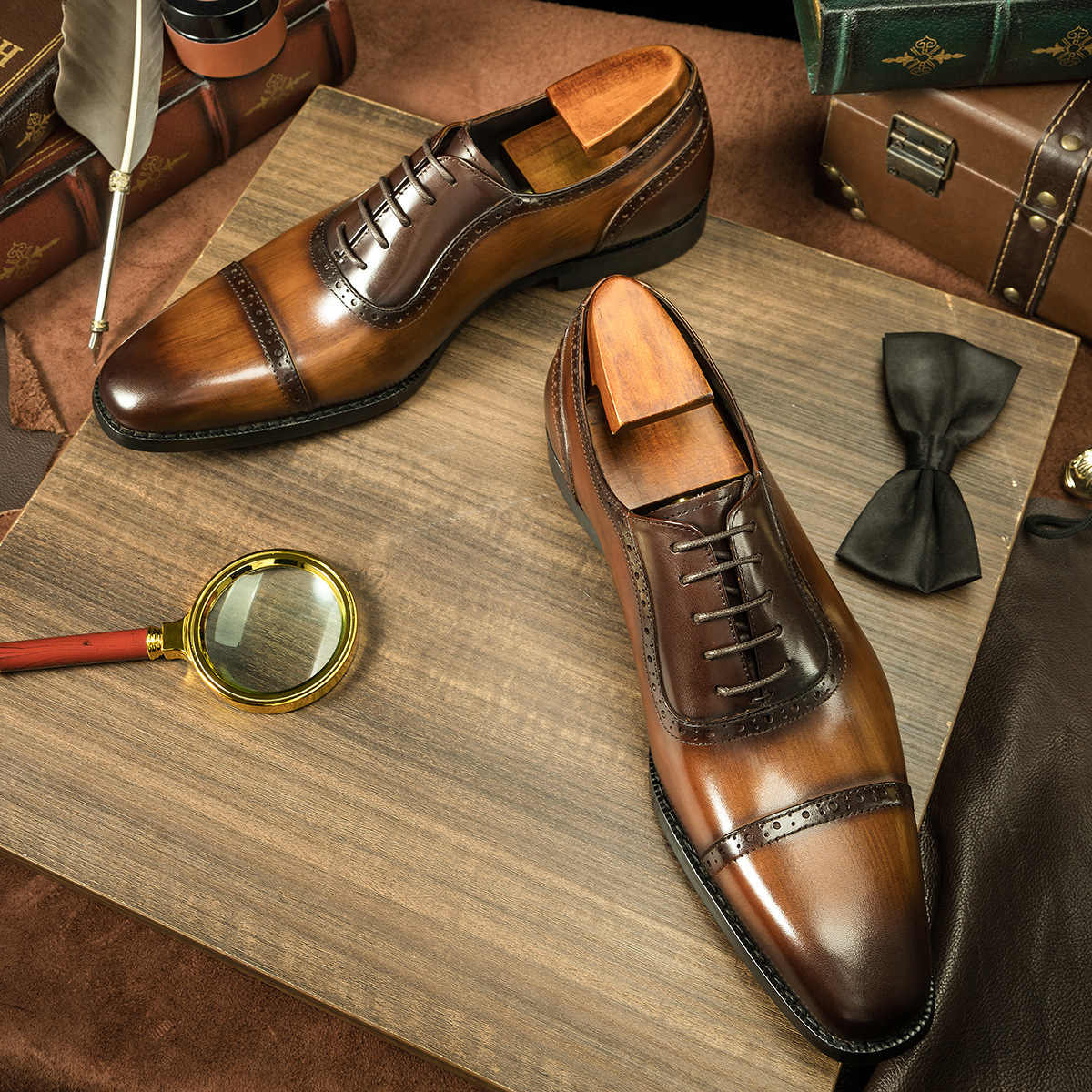 British Style Men's Business Leather Oxford Shoes foto 5