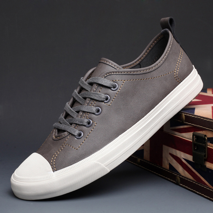 Men's Shoes Spring Tide Leather Surface Casual Shoes Flat foto 4