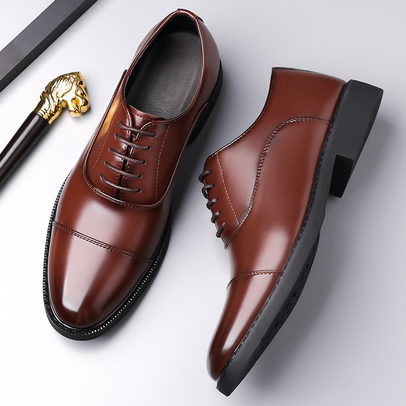 Business Oxford Dress Three-eyelet Design Men's Genuine British-style Leather Shoes foto 5