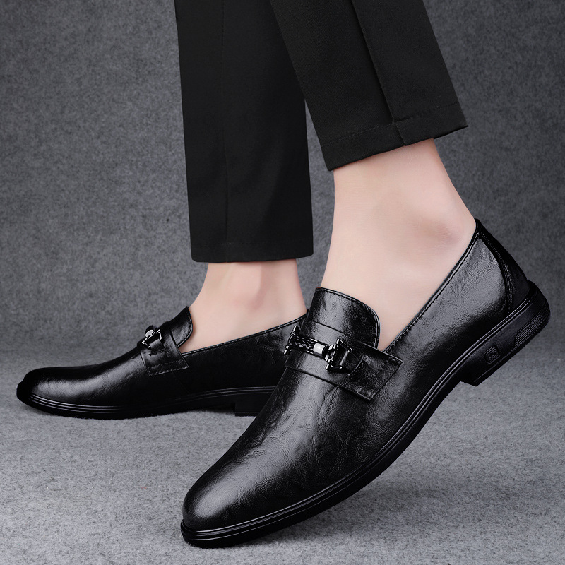 Gentleman Formal Wear Low-top Slip-on Cowhide Shoes foto 4