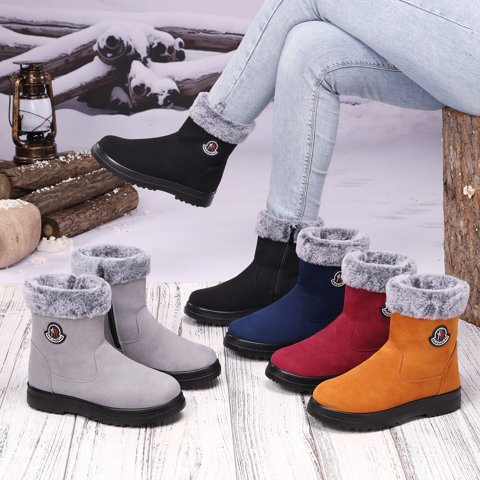 Cotton-padded Shoes With Velvet Women's Long Tube High-top Snow Boots foto 4