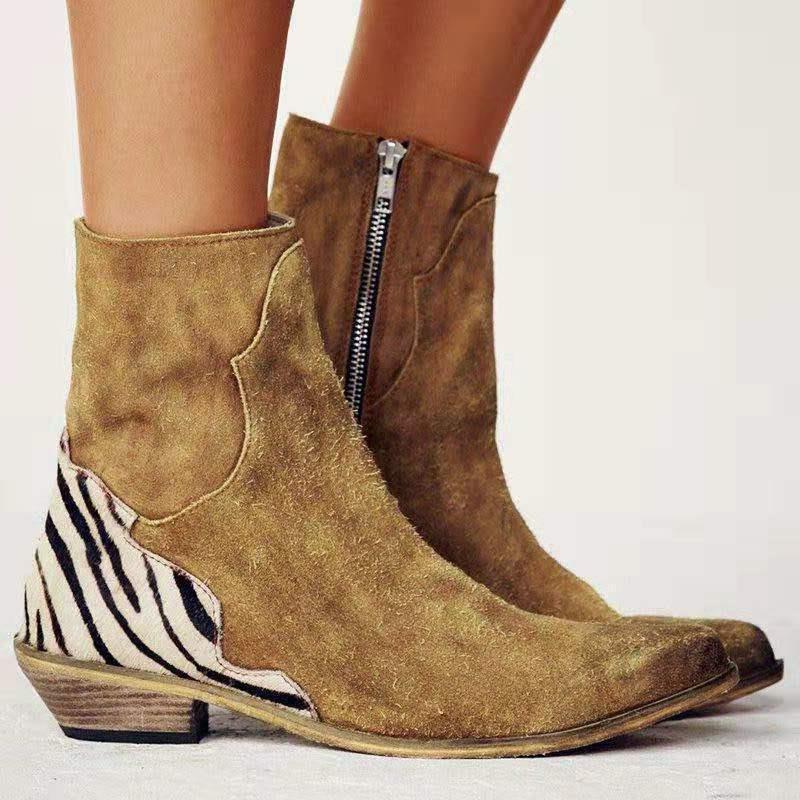 Pointed-toe Chunky Low-heel Side-zip Ankle Boots For Women foto 4