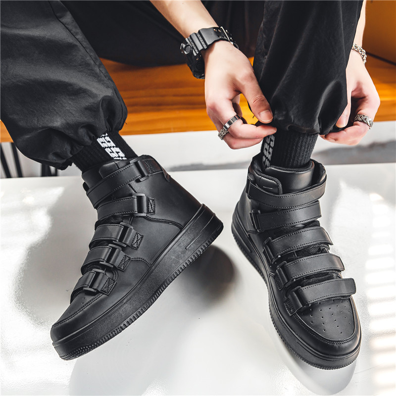 Spring Men's High-top Board Shoes Trendy Youth Student White Shoes Velcro Sports Casual foto 5