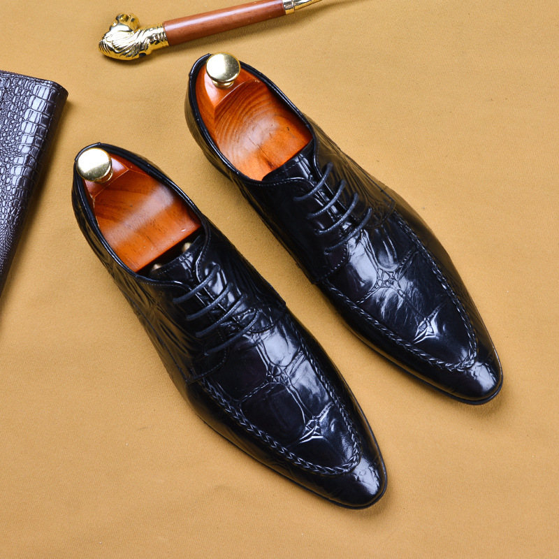 Men's Korean-style British Casual Alligator Pattern Leather Shoes foto 3