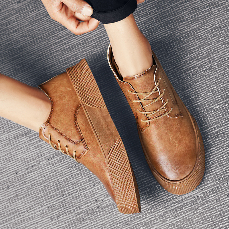 Lace-up Platform Korean Casual Shoes Retro Men's Shoes Board Shoes foto 4