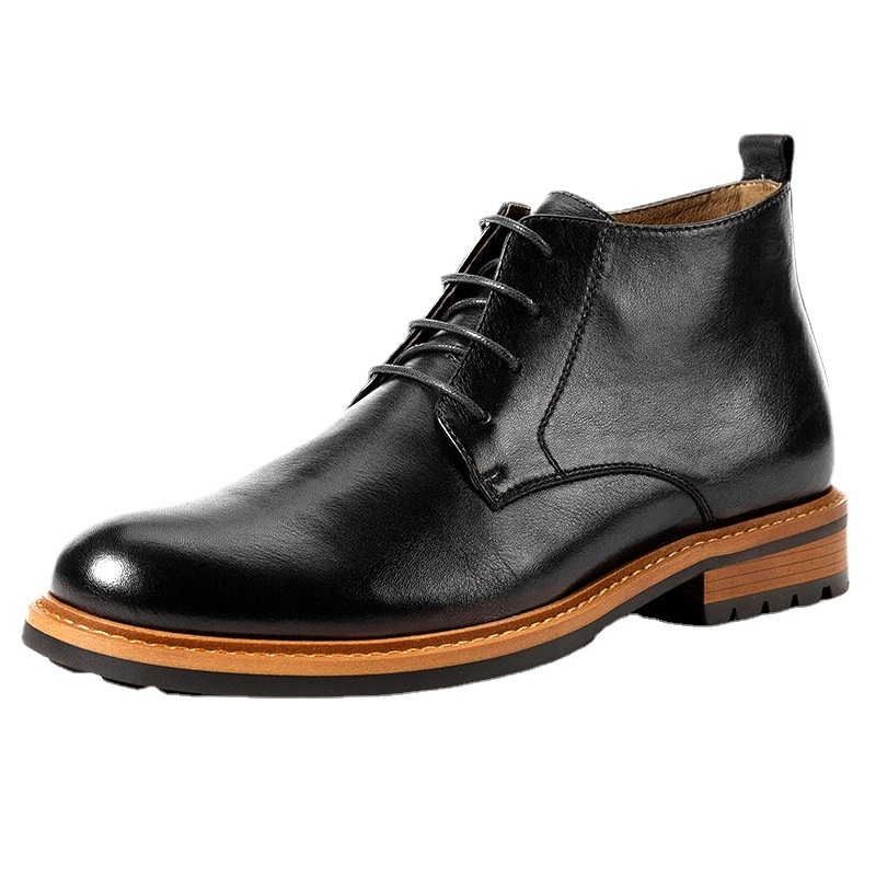 Men's High-top Short Boots Men's Shoes Round Toe Martin foto 3
