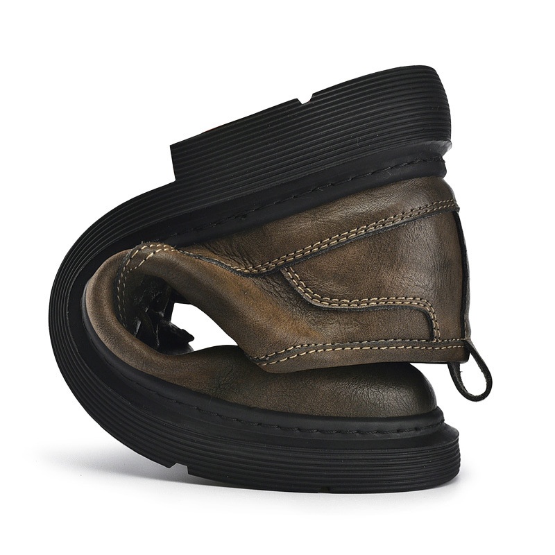 Men's Sewing Line Lace-up Casual Plus Size Leather Shoes foto 2