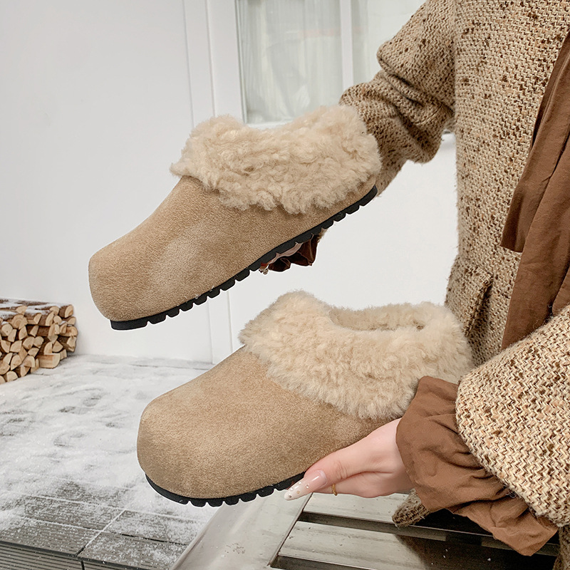 Womens Retro Thick-Soled Fleece-Lined Slippers foto 2
