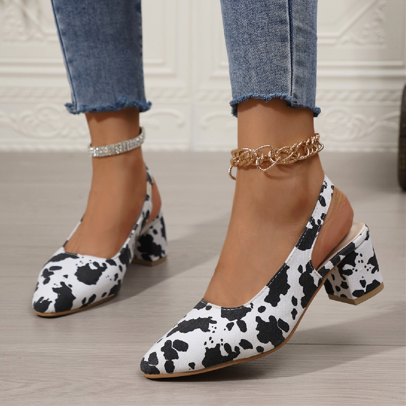 Pointed Toe Elegant High Heel Leopard Print Plus Size Women's Sandals foto 5