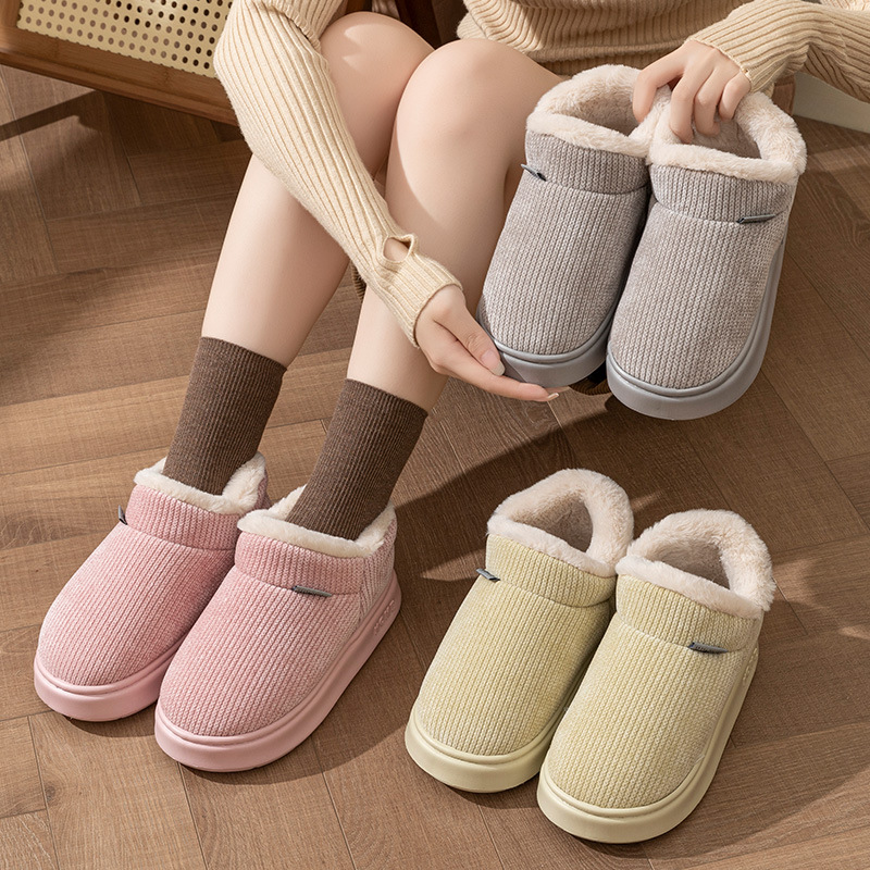 Ankle Wrap Cotton Slippers Women's Indoor Plush Thermal Non-slip Cotton-padded Shoes foto 4