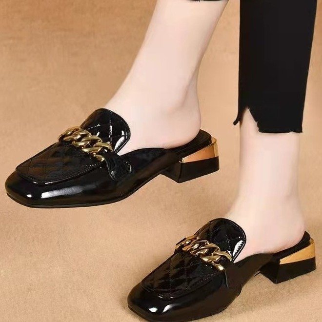 Women's Spring And Summer New Women's Shoes Mid Heel Toe Box Slippers foto 4