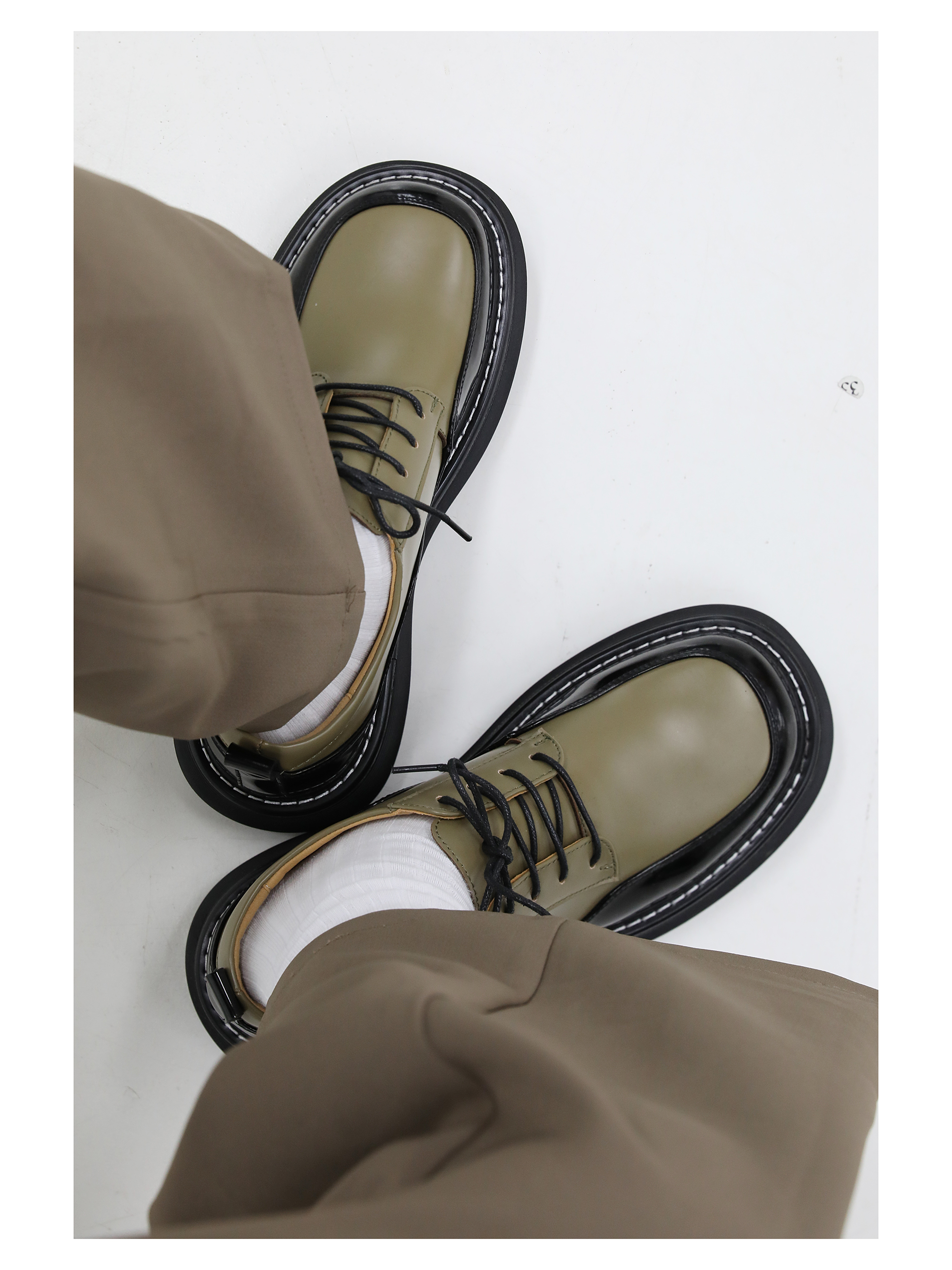 Matching Color Casual Leather Shoes Fashion Men Thick Soled Big Head foto 2