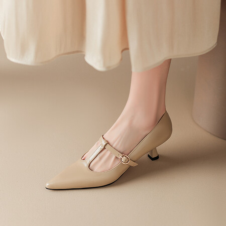 New Spring And Autumn Authentic Leather Square Toe Women's Shoes foto 2