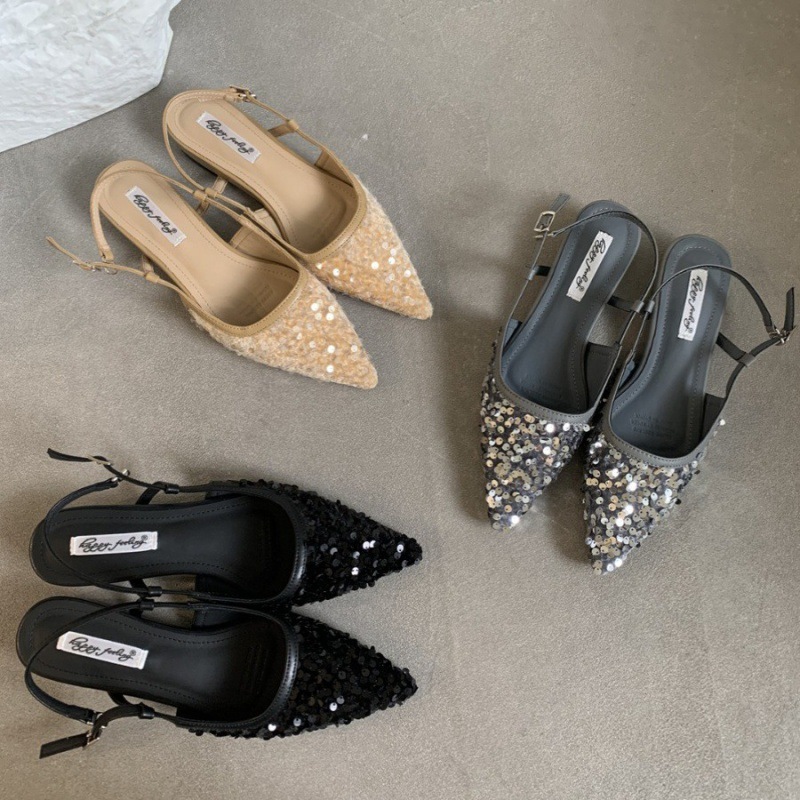 Womens Silver Sequin French-style Pumps For Outdoor Wear foto 5