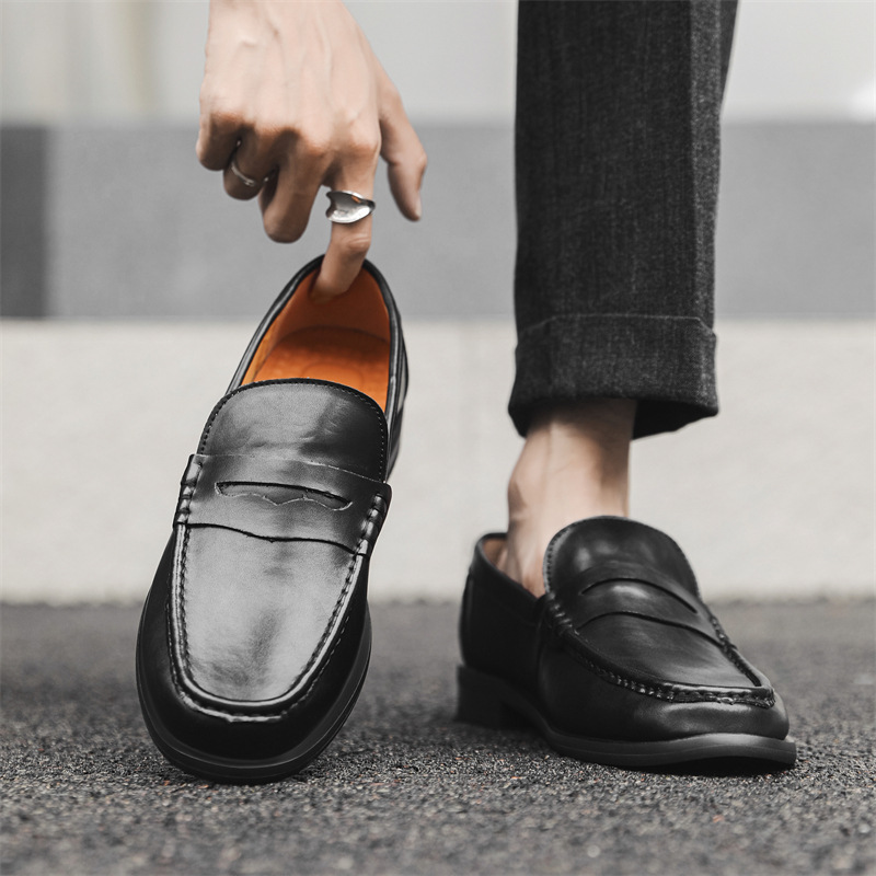 Casual Leather Shoes Men's Soft Bottom Slip-on foto 3