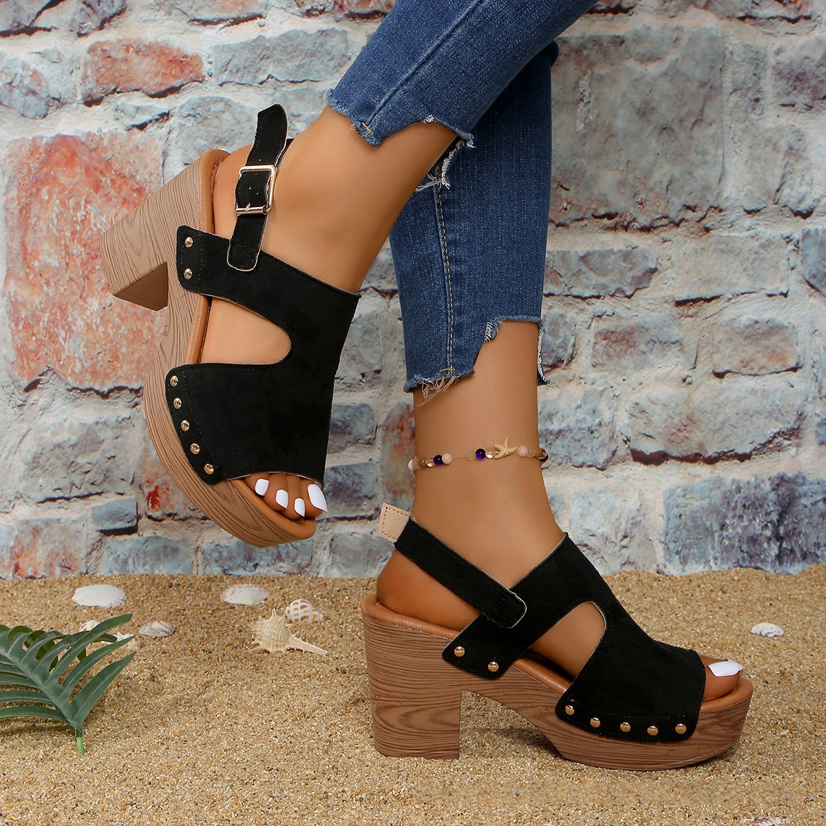Plus-size Chunky-heel High-heeled Sandals For Women Versatile And Comfortable foto 5
