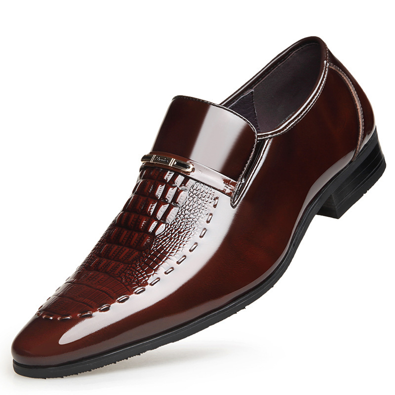 Men's Shoes New Crocodile Pattern Plus Size Patent Leather foto 3