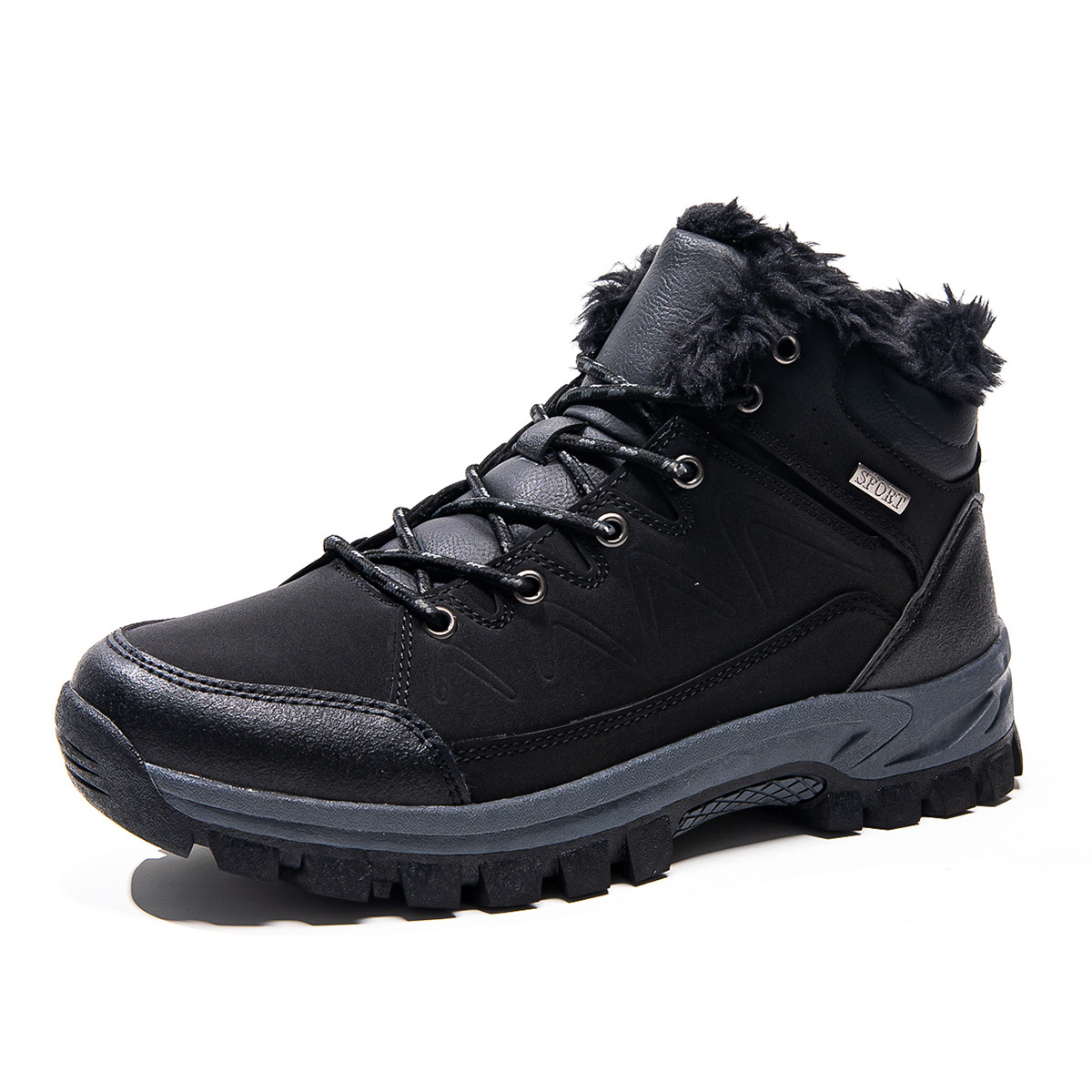 Mens Plus-Size High-Top Fleece-Lined Thermal Cotton Shoes foto 3