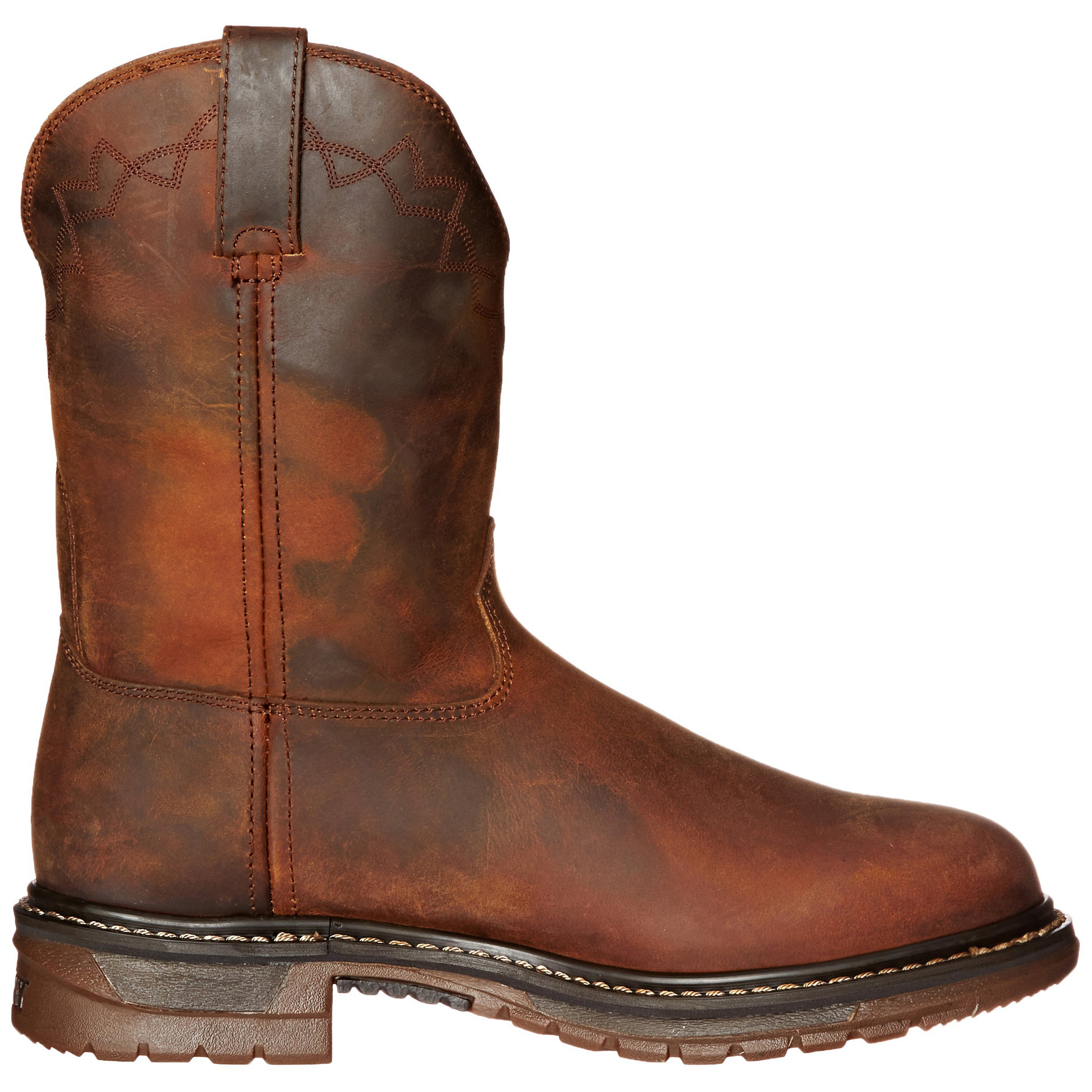 Mens Motorcycle Boots With Round Toes Comfortable Low Square Heels And Elastic Cuffs