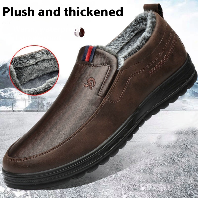 Fleece-lined Thick Waterproof Leather Cotton Shoes foto 2