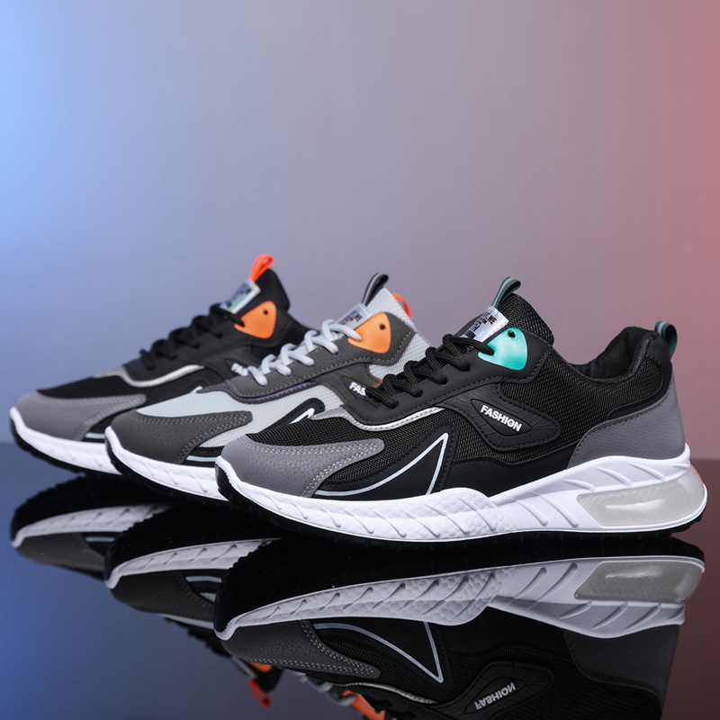 Color-blocked Sneakers Fashion Breathable Lace Up Mesh Sports Shoes For Men Casual Outdoor Running Walking Shoes foto 3