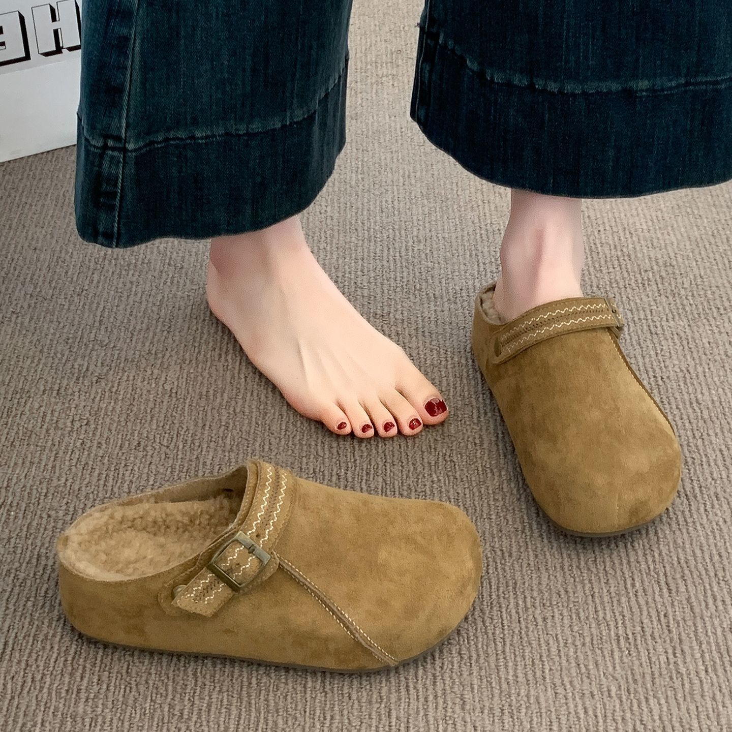 Thick Sole Half Slippers Women's Outer Wear New Autumn And Winter foto 5