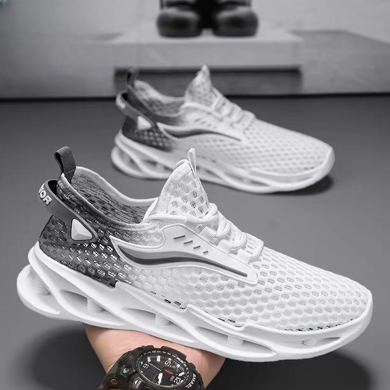 Men's Lace-up Sneakers Mesh Sports Shoes Fashion Hollow-sole Low Top Running Shoes foto 3
