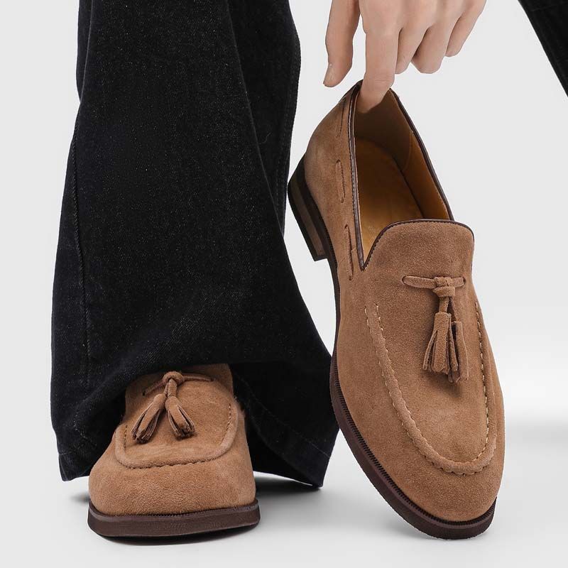 Mens Slip-on Leather Shoes Loafers For Commuting foto 5