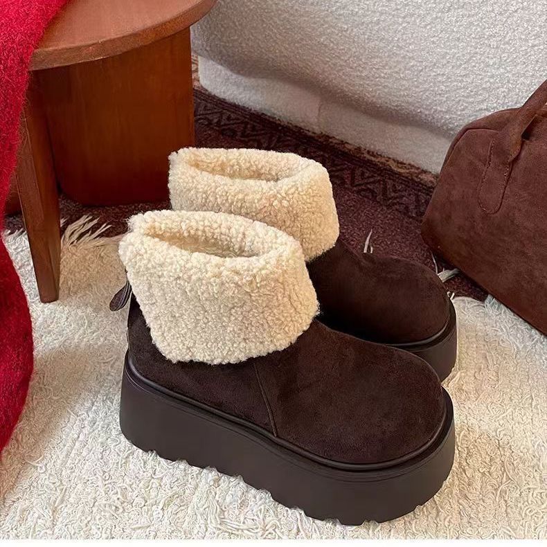 Womens Fleece-Lined Cotton Shoes Vintage Snow Boots foto 5