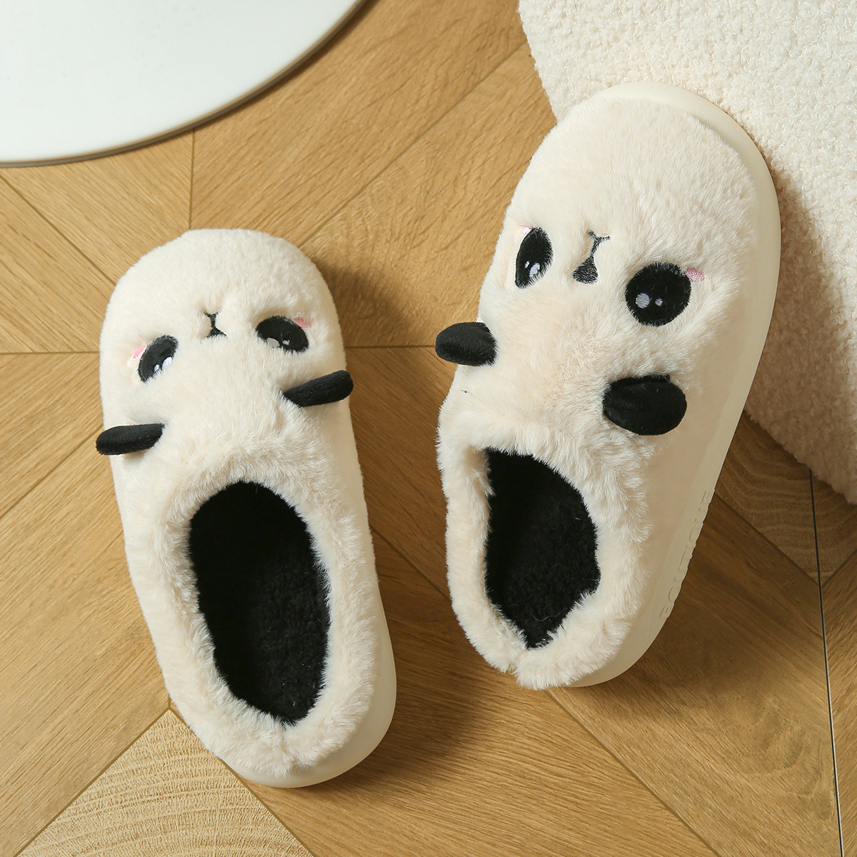 Cute Panda Cotton And Linen Soft Bottom Non-slip Slippers foto 2