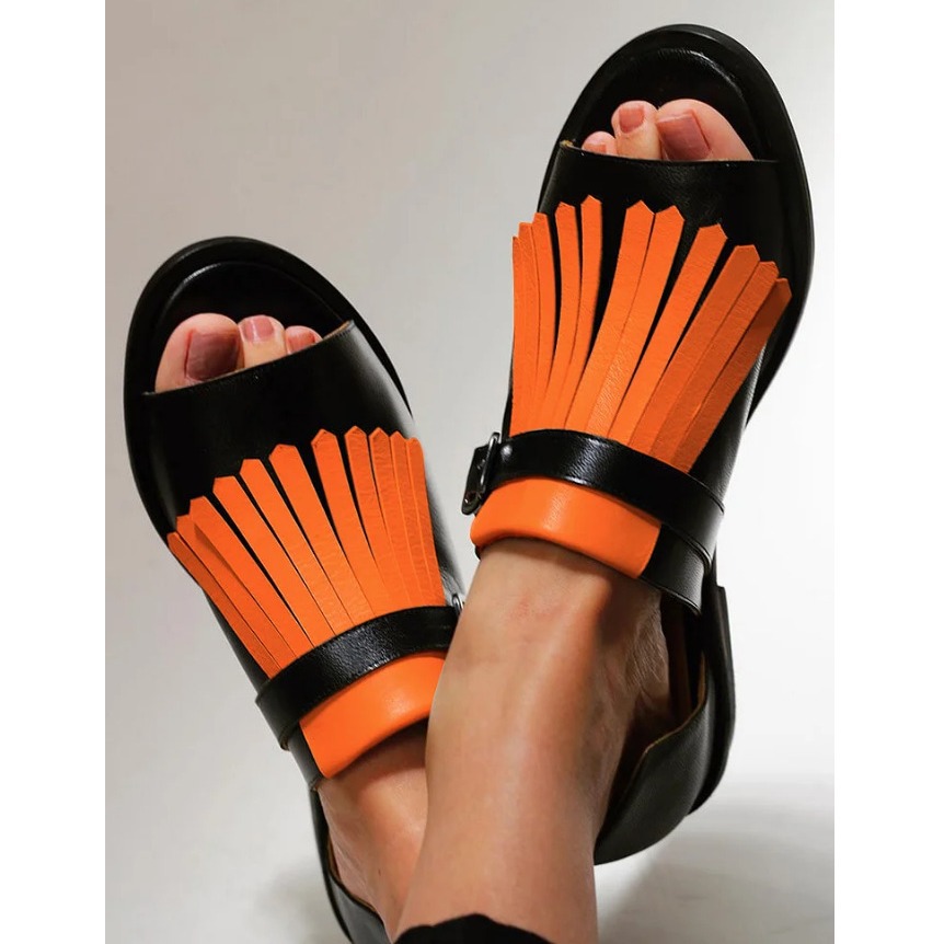 Summer Casual Flat Heel Tassel 40-43 Large Size Round Toe Beach Sandals For Women foto 4