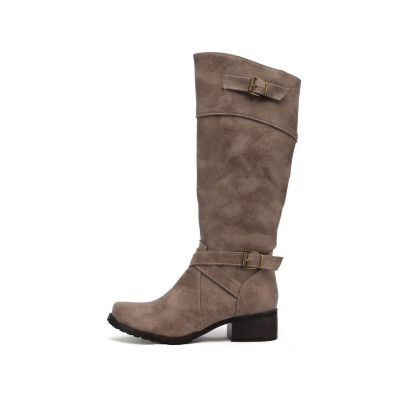 Women's Belt Buckle Plus Size High Leg Boot foto 5