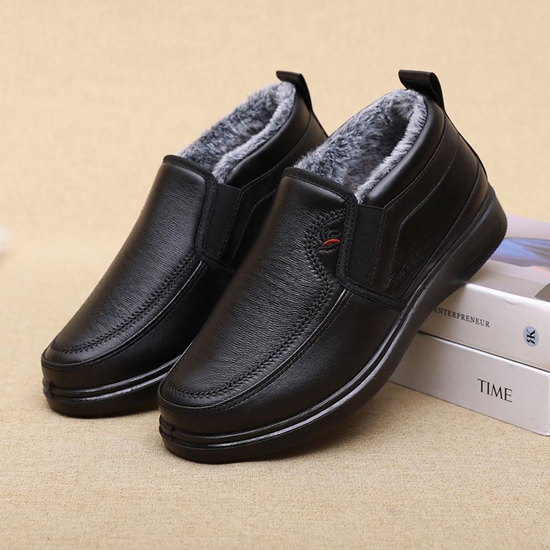 Fleece-lined Thick Waterproof Leather Cotton Shoes foto 4