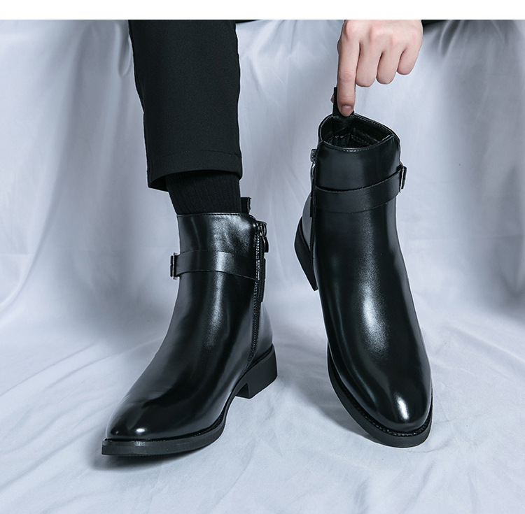 Plus Size Chelsea Boots Men's Fashion High-top Leather Shoes foto 4