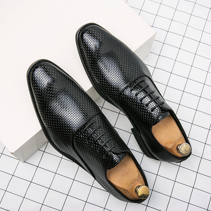 Men's Business Leather Shoes Retro Pointed Summer Lace-up foto 5