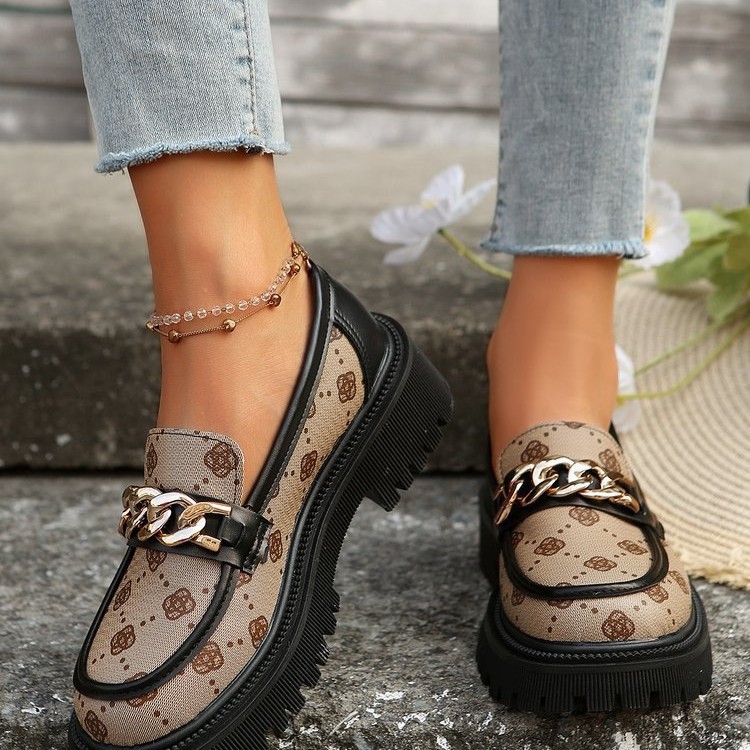 Plus Size Chunky Heel Trendy Retro Loafers foto 5