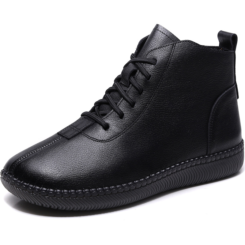 Women's Genuine Leather Soft-soled Lightweight Flat Ankle Boots foto 3